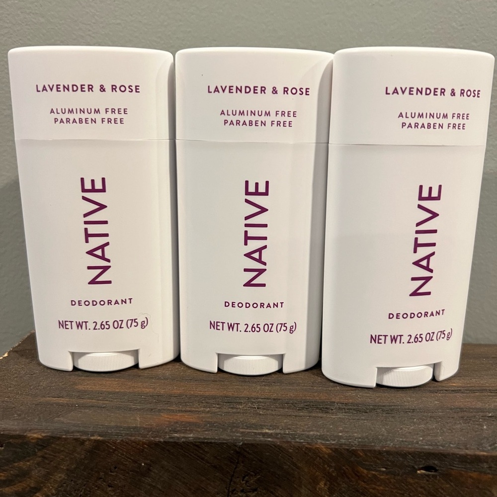 Native Deodorant Lavender Rose Aluminum Free 2.65oz 3 Pack New